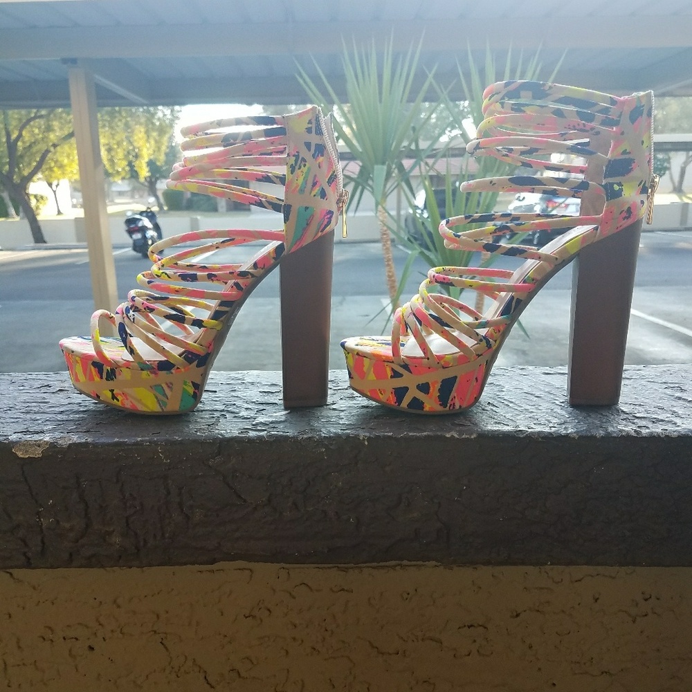 Multicolored Chunky heels